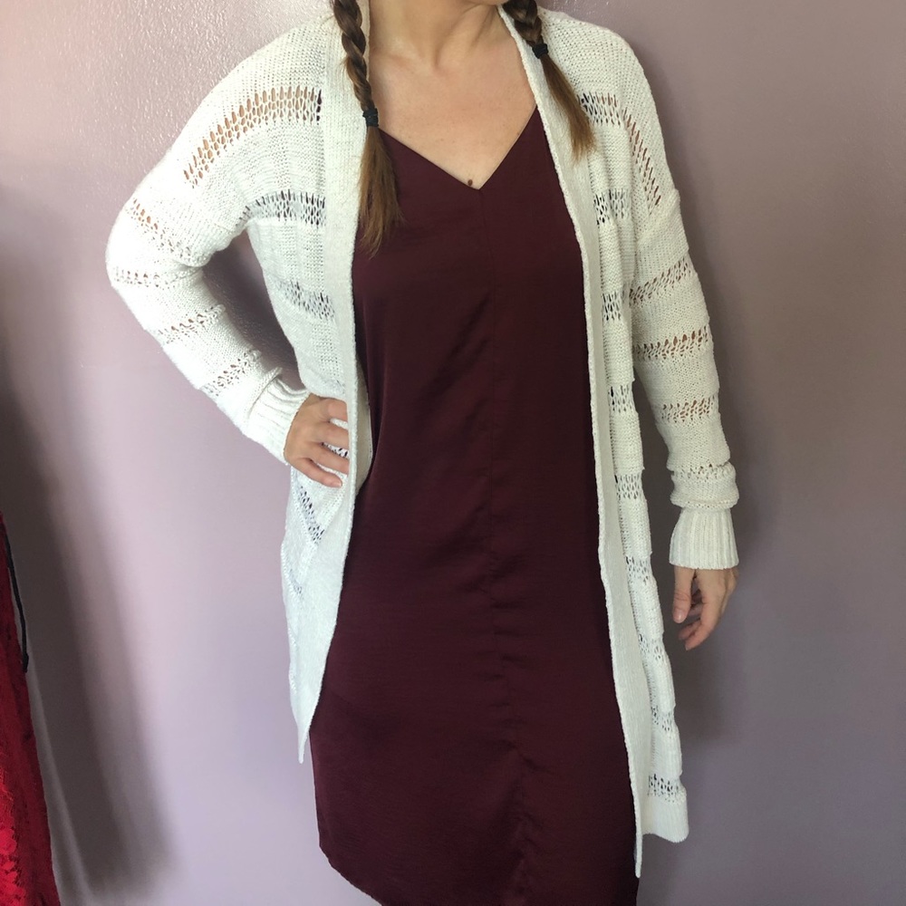 Women’s long open stitched sweater